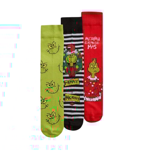 Grinch-Socken, 3er-Pack, Schwarz